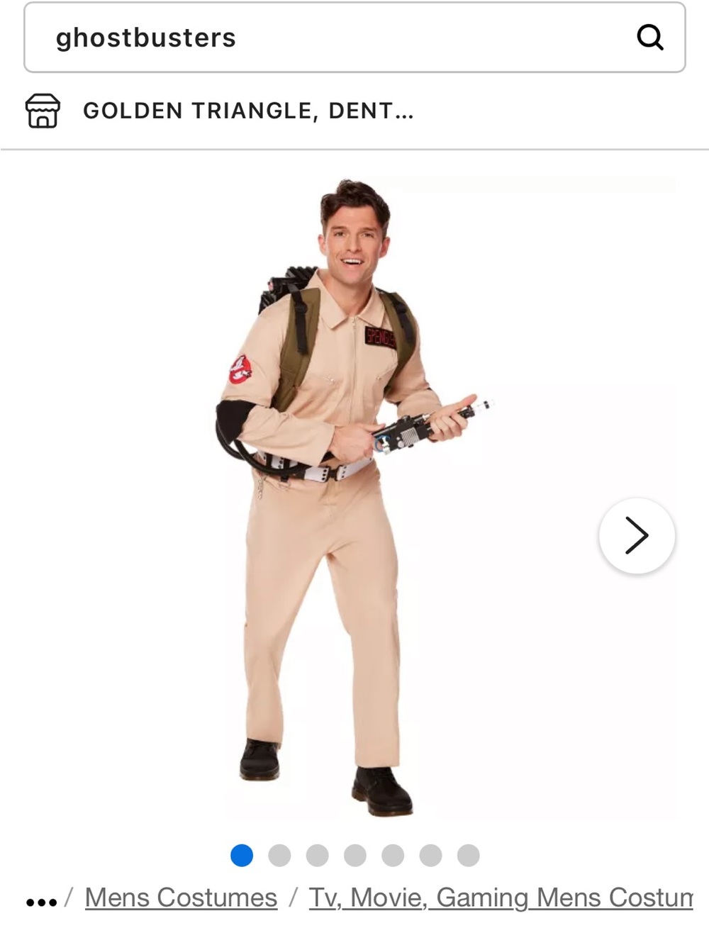 Spirit Men’s Beige Ghostbuster Jumpsuit Costume with Patch